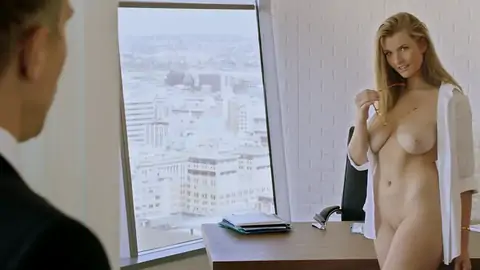 Ultra-Ultra-cute ash-blonde with blue eyes gets facialized in her office