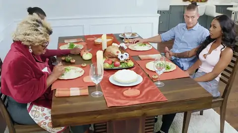 Tatted ebony bi-atch is riding a BWC by the table