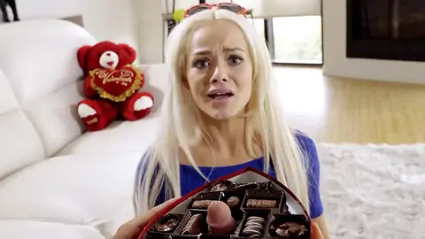 He surprises his platinum-platinum-blonde stepsister with a weird gift