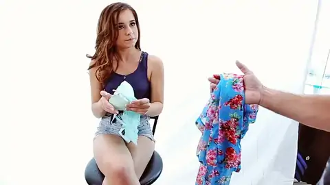 Kharlie Stone wearing lingerie and chatting to the stud