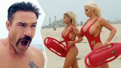 two towheaded ladies are working as uniformed lifeguards