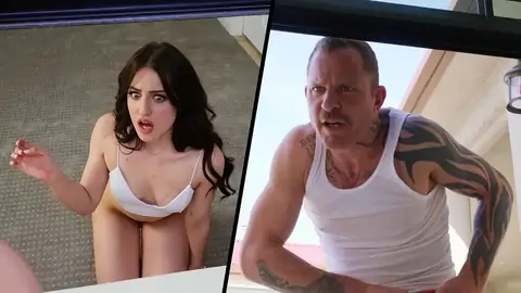 Splendid dark-skinned-haired Aubree Valentine is surprised by a large one