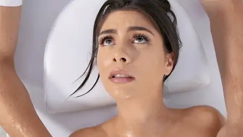 Well-lubed up black-haired is getting her fuckbox finger-tickled