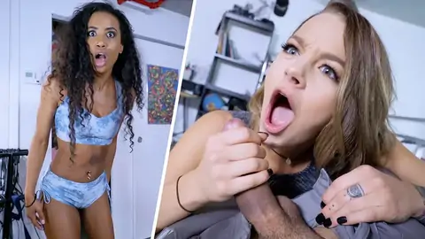 Dark-haired dark-hued spying on a guy getting a POINT OF VIEW oral pleasure