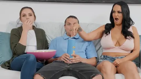 Prank on ample mammories friend while gf is seeing TV