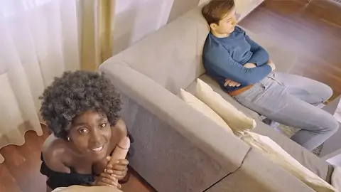 Dark-hued sweetheart with bouncy caboose humps while bf sleeps